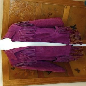 VTG 70's Purple 💯 Leather Fringe Jacket